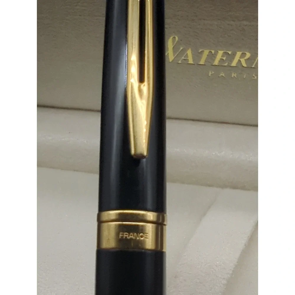 Vintage Ballpoint Pen Waterman Black Lacquer - Gold Trim Finish - Read